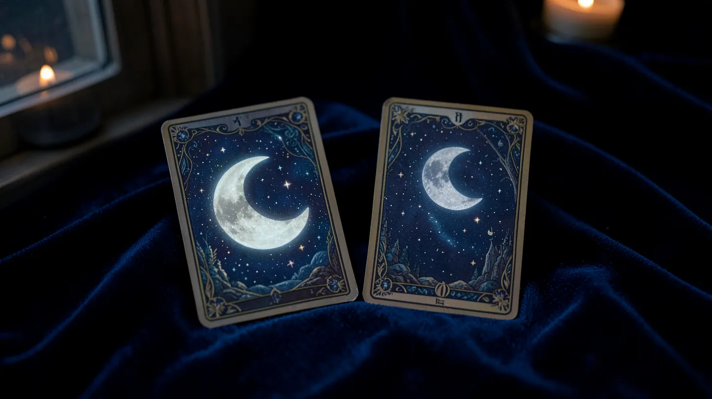Cartes de tarot La Lune et L’Étoile dans une ambiance nocturne élégante