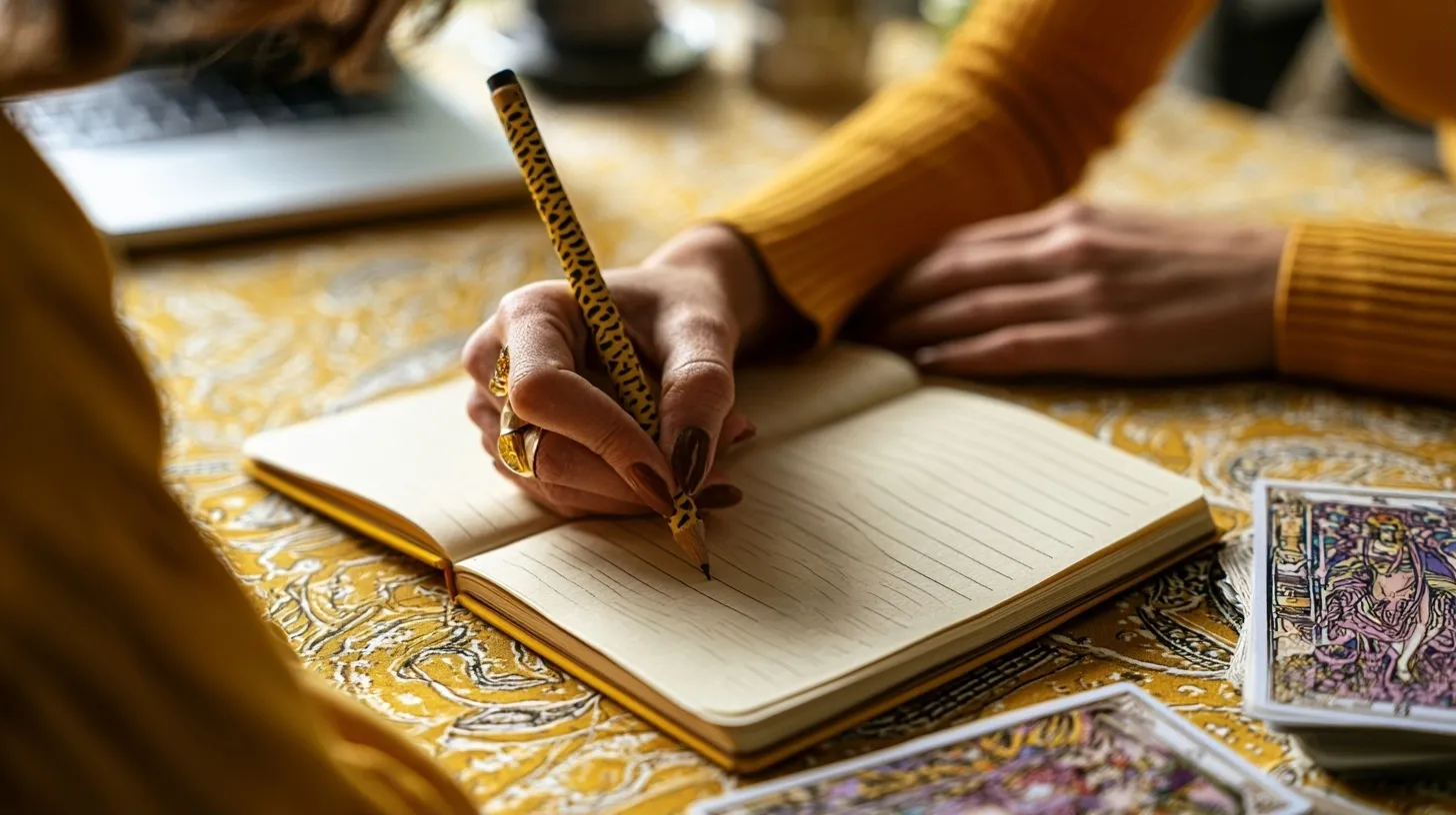 préparation calme d’un tirage tarot de reconversion avec carnet