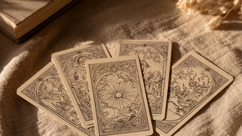 tirage tarot amour en cinq cartes disposées en demi-lune