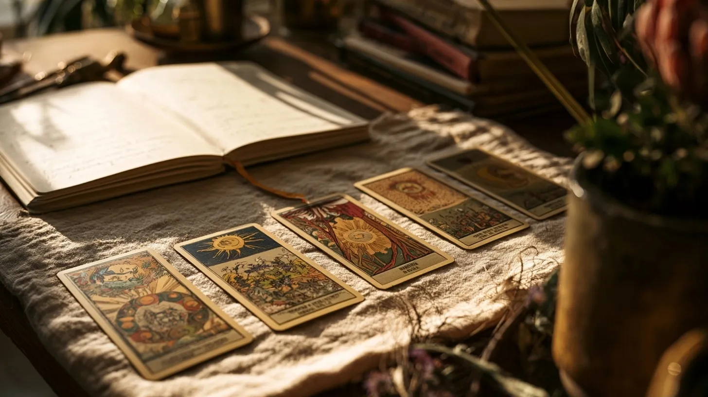 tirage tarot pleine lune en cinq cartes alignées